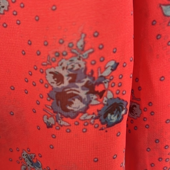 Daytrip Floral Sheer Mesh Nude Long Sleeve Blouse Size Medium Pink Blue #100 - Picture 4 of 9